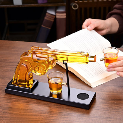 Revolver Pistol Decanter & 4 Bullet Glasses Set
