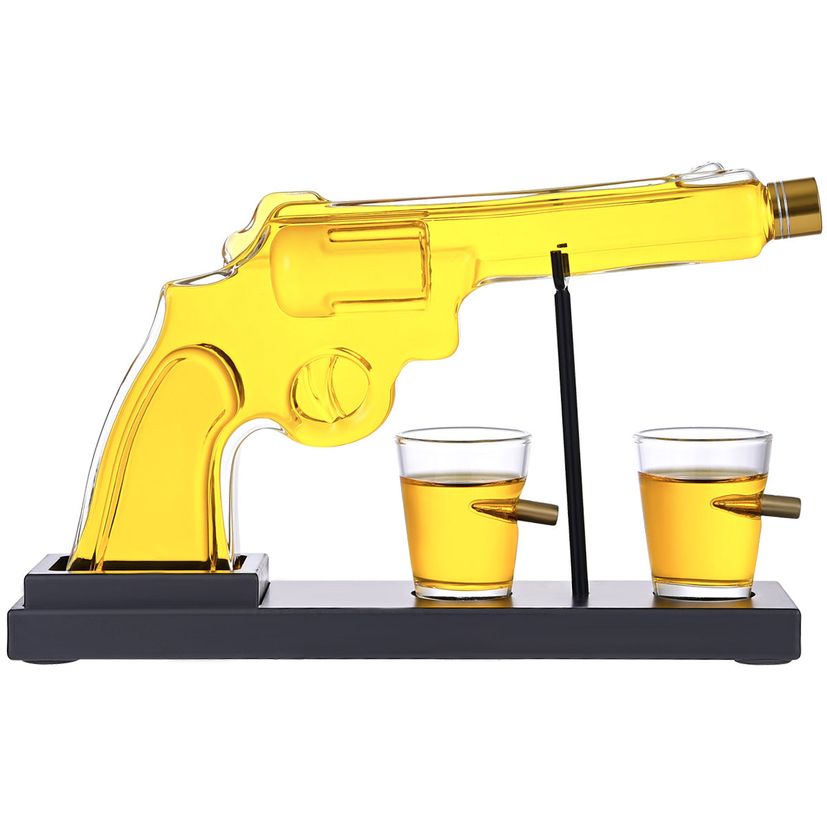 Revolver Pistol Decanter & 4 Bullet Glasses Set