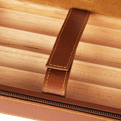 Luxury Leather Cigar Humidor Set (for 4 Cigars) (Rich Brown)